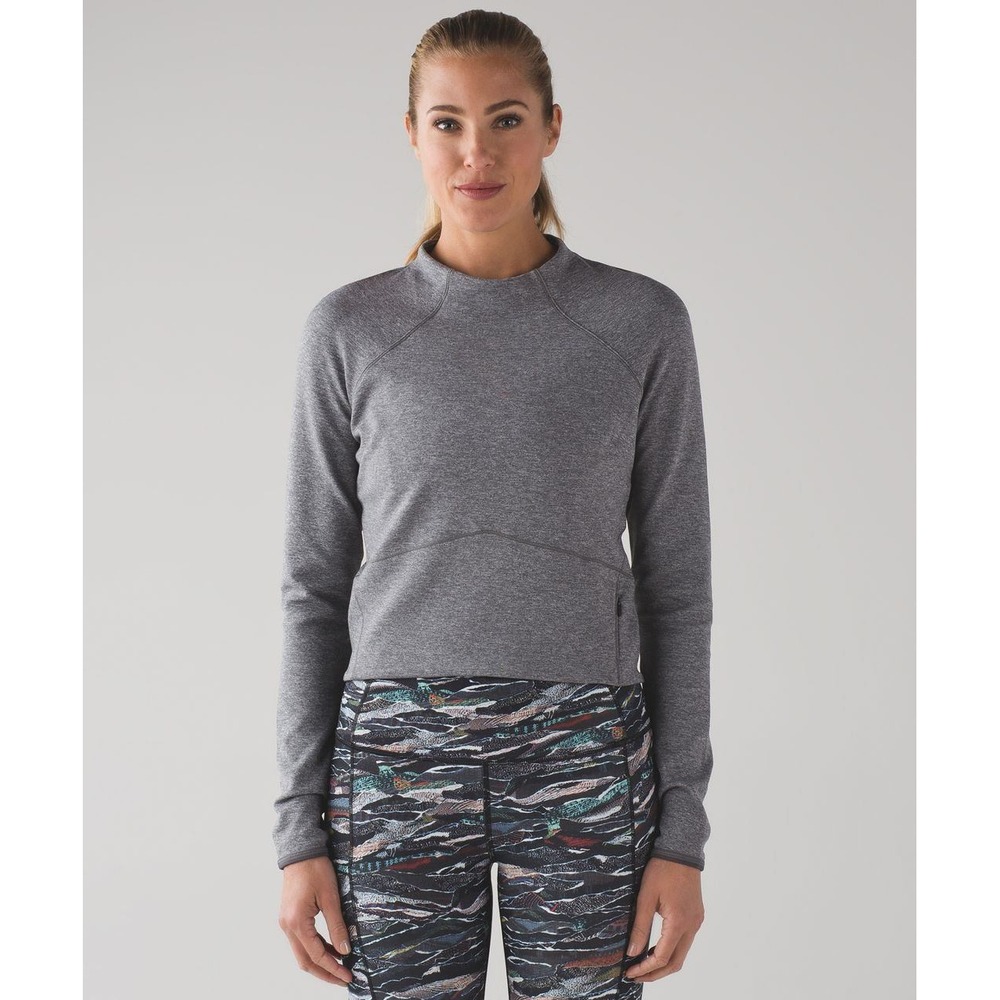 Lululemon Womens Hill and Valley Mock Neck Pullover Sweatshirt Top Size 6 Gray